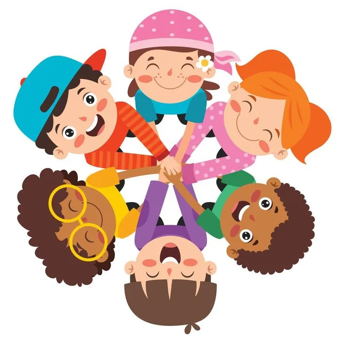 group-of-children-putting-hands-together-vector